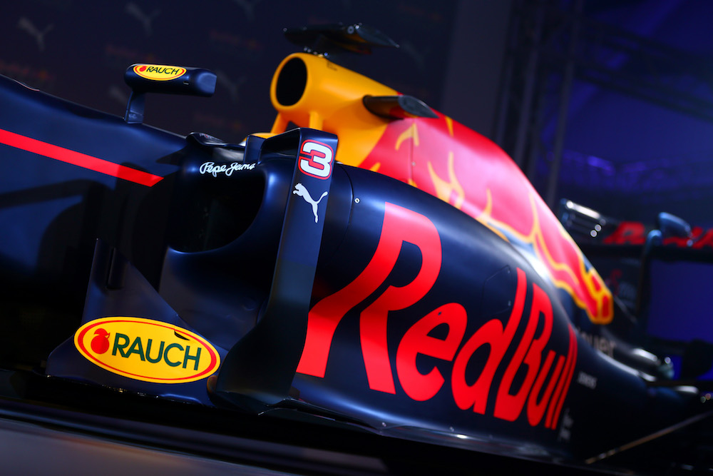 LONDON, ENGLAND - FEBRUARY 17: The RB11 featuring the 2016 livery is unveiled during the launch event for PUMA and Red Bull Racing's 2016 Livery and Teamwear at Old Truman Brewery on February 17, 2016 in London, England. (Photo by Clive Mason/Getty Images)