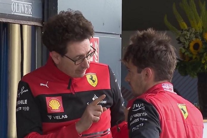 Binotto and Leclerc after the race. British GP F1 2022 - Presticebdt